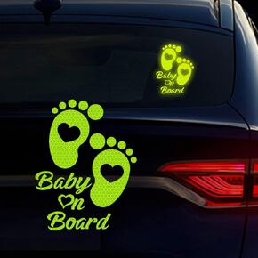 Baby on Board Sticker for Cars, Nouiroy 2PCS Love Feet Super Strong Reflective Baby in Car Decals and Stickers Cute Baby Kid Car Window Bumper Safety Warning Sign Waterproof Auto Vinyl Sticker, Blue