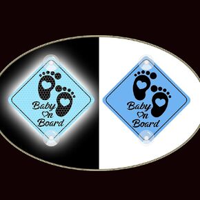 Baby on Board Sticker for Cars, Nouiroy 2PCS Love Feet Super Strong Reflective Baby in Car Decals and Stickers Cute Baby Kid Car Window Bumper Safety Warning Sign Waterproof Auto Vinyl Sticker, Blue