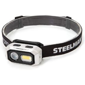 Steelman Pro 300 Lumen Hands-Free Motion-Activated LED Rechargeable Headlamp for Workshop or Outdoors, Spotlight and Area Light Modes, Removable Light, Fully Adjustable Headband in Kuwait