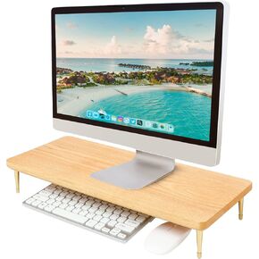 Monitor Stand Wood Riser for iMac Laptop Computer Monitor – A Sturdy Computer Stand to Elevate Your Screen and Reduce Eye Strain and Maintain Body Position(Red Oak/Walnut)