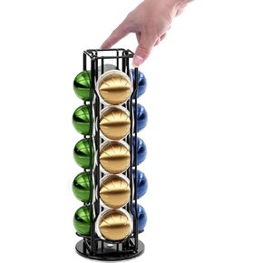حامل القهوة من سيفينلاين 20 كبسولة Vertuo Pods متوافق مع حامل حامل Nespresso Vertuoline الذي يحمل منظم خط Vertuo دائري قابل للدوران 360 درجة (أسود)
