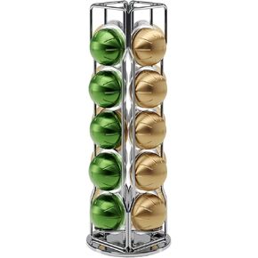 SEVENLINE 20 Vertuo Pods Coffee Pod Holder Compatible For Nespresso Vertuoline Stand Rack Holds Vertuo line Organizer Carousel 360-Degree Rotatable (Black)