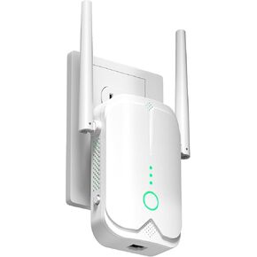 معزز إشارة موسع WiFi يصل إلى 5000 قدم مربع وأكثر من 50 جهازًا، موسع نطاق WiFi، مكرر الإنترنت اللاسلكي، مضخم صوت طويل المدى مع منفذ إيثرنت، إعداد مفتاح واحد، نقطة وصول، متوافق مع Alexa in Kuwait