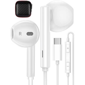 USB C Earbuds Wired Headphones for iPhone 16 Plus 15 Samsung S24 S23 S22 A55 A35, USB Type C Earbuds with Microphone HiFi DAC Volume Control for iPad Pro Air Galaxy Z Flip Fold 6 Pixel 8 7 6A OnePlus