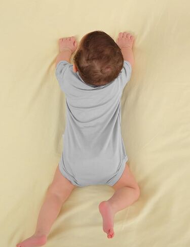 Jimonda Baby Bamboo Viscose Bodysuit Boy/Girl 2Pcs Rompers | Soft Breathable Viscose,Lightweight,Silky and smooth,Summer Short Sleeve,0-24Months,Skin-Friendly,Outfit Clothes,All Occasion in Saudi Arabia