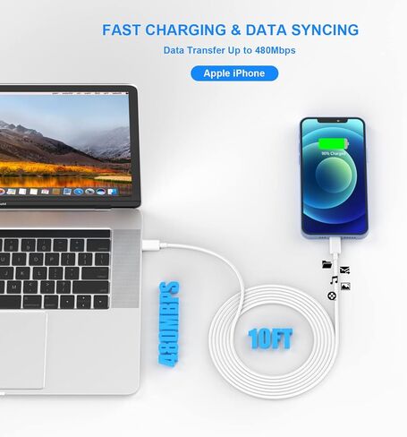 شاحن iPhone سريع، [معتمد من Apple MFi] 2 حزمة 20 واط 40 واط مزدوج USB C شاحن جداري مع كابل مزامنة بيانات شحن سريع بطول 10 أقدام من النوع C إلى Lightning لهاتف iPhone 14 13 12 11 Pro Max XS XR X 8 iPad in Kuwait