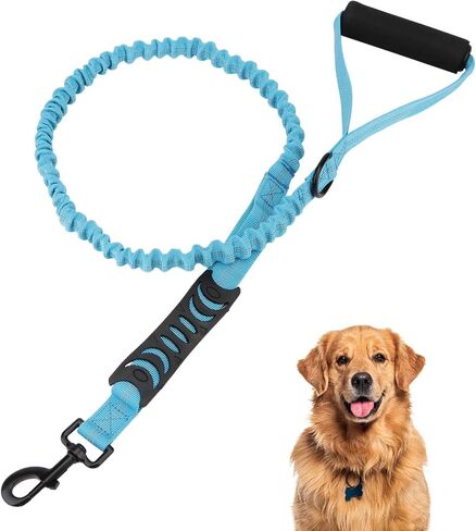 6FT Heavy Duty Elastic Bungee Dog Leash with Reflective & Dual Padded Handles - Shock-Absorbing Training Leash for Strong Pullers, Adjustable 4-6FT Tactical Leash for Medium/Large Dogs（Black） in Saudi Arabia