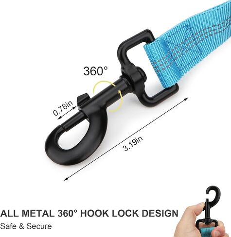 6FT Heavy Duty Elastic Bungee Dog Leash with Reflective & Dual Padded Handles - Shock-Absorbing Training Leash for Strong Pullers, Adjustable 4-6FT Tactical Leash for Medium/Large Dogs（Black） in Saudi Arabia
