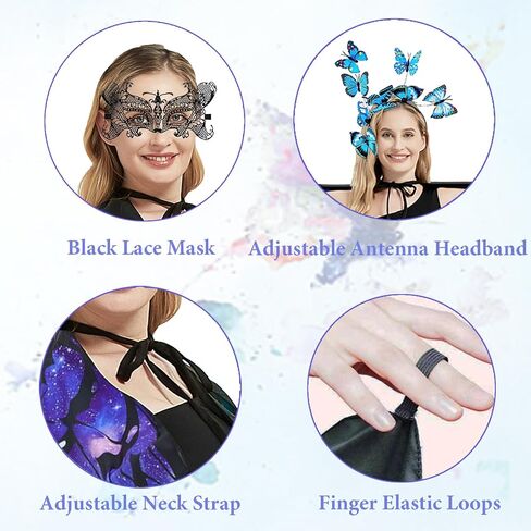 Butterfly Wings Costume for Women Fairy Wings Adult Halloween Costumes Butterfly Cape with Mask and Headband in Kuwait