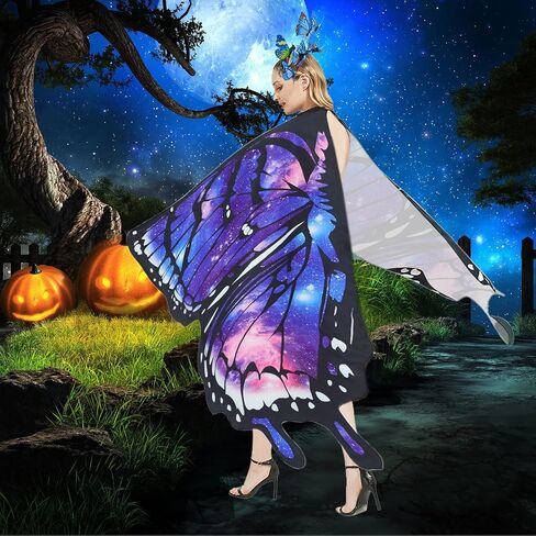Butterfly Wings Costume for Women Fairy Wings Adult Halloween Costumes Butterfly Cape with Mask and Headband in Kuwait