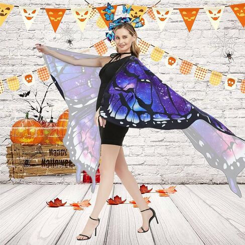 Butterfly Wings Costume for Women Fairy Wings Adult Halloween Costumes Butterfly Cape with Mask and Headband in Kuwait