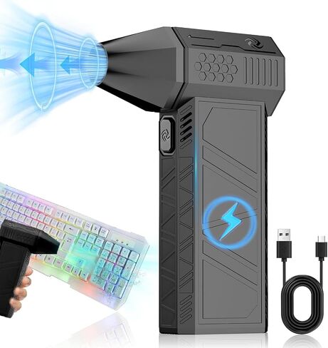 Portable Compressed Air Duster - 130,000RPM Electric Air Duster, 3 Gear Adjustable Jet Blower,Rechargeable Air Duster for Home,Car,Computer Keyboard, Home Cleaning, Black in Saudi Arabia