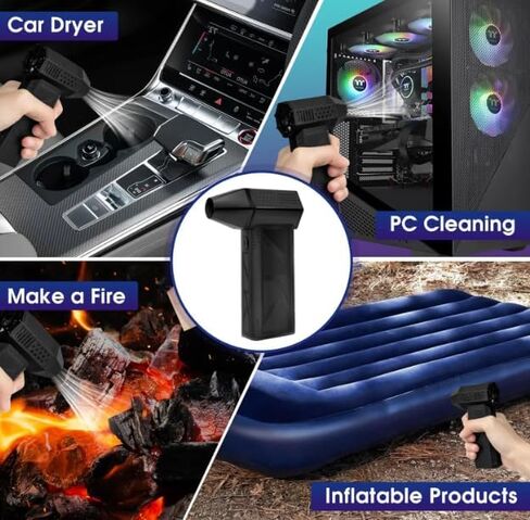 Portable Compressed Air Duster - 130,000RPM Electric Air Duster, 3 Gear Adjustable Jet Blower,Rechargeable Air Duster for Home,Car,Computer Keyboard, Home Cleaning, Black in Saudi Arabia
