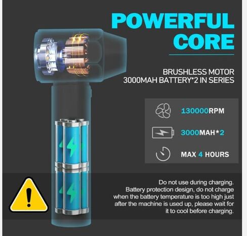 Portable Compressed Air Duster - 130,000RPM Electric Air Duster, 3 Gear Adjustable Jet Blower,Rechargeable Air Duster for Home,Car,Computer Keyboard, Home Cleaning, Black in Saudi Arabia