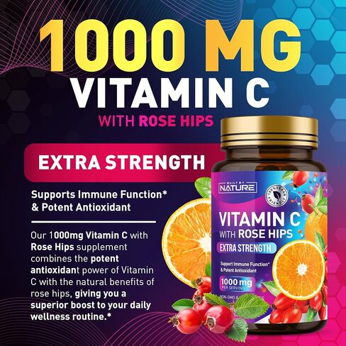 Built by Nature Chewable Vitamin C with Rose HIPS - 1000mg Immune Support Supplement - Non-GMO, Gluten-Free, Vegan - Powerful Antioxidant for Energy & Collagen Boost - Orange Flavor – 120 Tablets in Kuwait