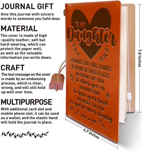 Leather Journal Gifts for Daughter, You Are Loved More Than You Think, Christmas Graduation Birthday Gifts for Daughter, Daughter Gifts Travel Diary Journal Notebook from Mom, 4.7" X 7.8" in Kuwait