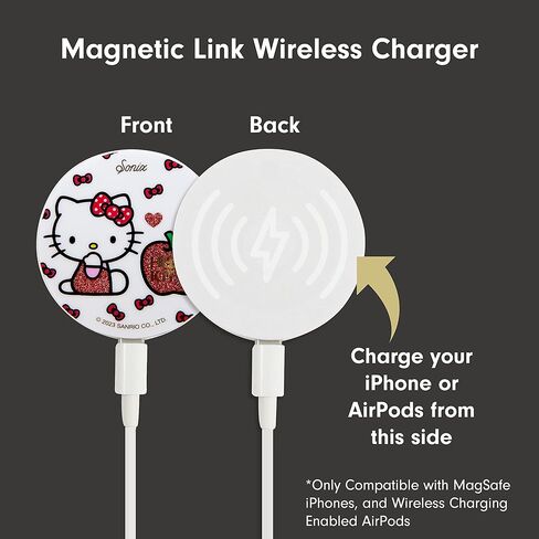 شاحن Sonix x Sanrio لسلسلة MagSafe iPhone 14 وiPhone 13 وiPhone 12 | شاحن لاسلكي سريع × كابل 6.5 قدم (USB-C) | مرحبا كيتي التفاح in Kuwait
