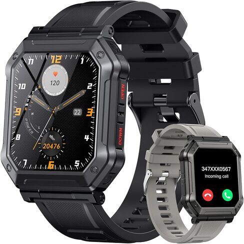 Smart Watch for Men Fitness Tracker: Digital Mens Watches Smart Watches for Men Military Make/Answer Call Run Waterproof Smartwatch Android Phones iPhone Samsung Compatible Heart Rate Monitor H31GBK in Saudi Arabia