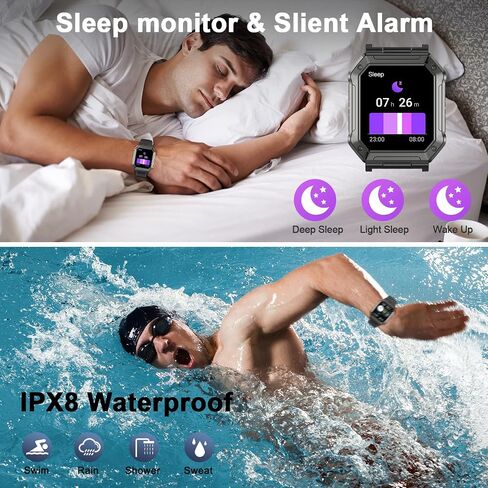 Smart Watch for Men Fitness Tracker: Digital Mens Watches Smart Watches for Men Military Make/Answer Call Run Waterproof Smartwatch Android Phones iPhone Samsung Compatible Heart Rate Monitor H31GBK in Saudi Arabia