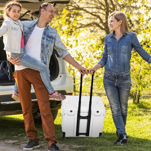 MADOG Cooler with Wheels, Leak-Proof Rolling Hard Cooler for 5-7 Days Ice Retention, LLDPE Wheeled Coolers, Adjustable Length Handle, for Fishing, Camping, Boating and Traveling in Saudi Arabia
