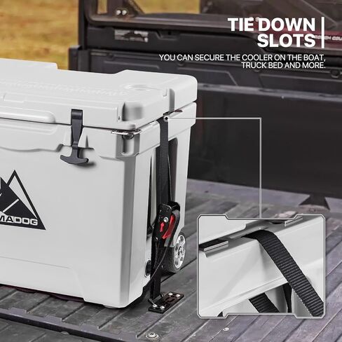 MADOG Cooler with Wheels, Leak-Proof Rolling Hard Cooler for 5-7 Days Ice Retention, LLDPE Wheeled Coolers, Adjustable Length Handle, for Fishing, Camping, Boating and Traveling in Saudi Arabia