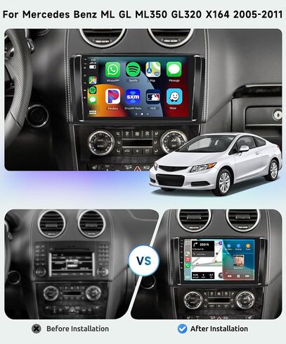راديو ستيريو للسيارة 8 CORE 4G+64G لسيارة Mercedes Benz ML GL ML350 GL320 X164 2005-2011 مع CarPlay/Android Auto، شاشة لمس 9 بوصات 1280 * 720P IPS Android 13 GPS WiFi Bluetooth 32-Band DSP in Saudi Arabia