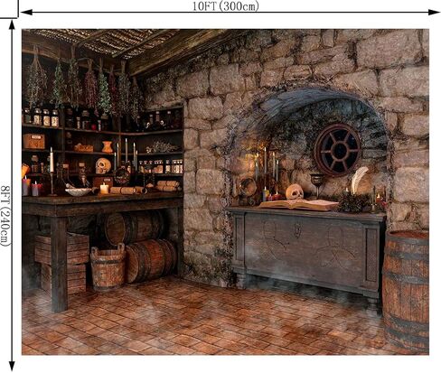 Halloween Magic Photography Backdrop Witch's Kitchen Themed Spooky Retro Party Background Mid Century Vintage Decorations Portrait Banner Photo Booth Studio Props 7X5FT CEM229B in Kuwait