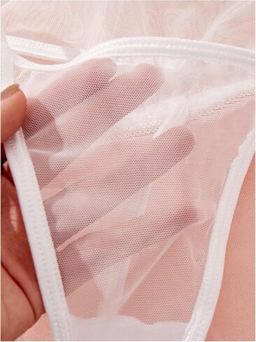 WDIRARA Women's 3 Piece Classic Sexy Lingerie Sets One Shoulder Long Sleeve Lace Mesh Sexy Lingerie Set in Saudi Arabia