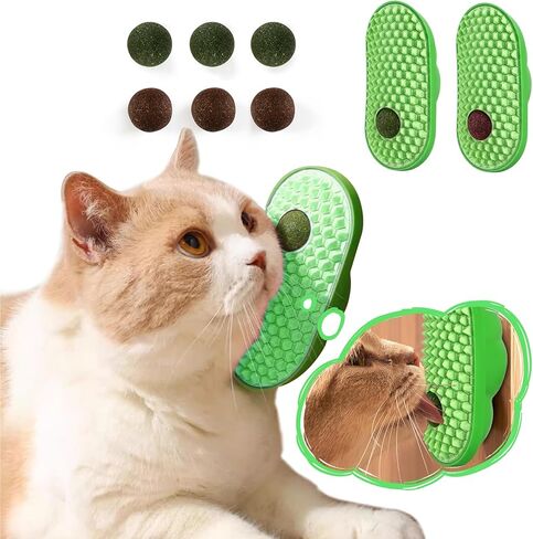 2 Pcs Catnip Toys Balls That Stick on Wall, cat Toys for Indoor Cats, Catnip Wall Balls for Cats Lick, Cat self Groomer for Indoor Cats, Apply to Any Part of The Room, Toys That Fascinate Cats in Kuwait