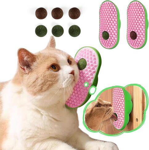 2 Pcs Catnip Toys Balls That Stick on Wall, cat Toys for Indoor Cats, Catnip Wall Balls for Cats Lick, Cat self Groomer for Indoor Cats, Apply to Any Part of The Room, Toys That Fascinate Cats in Saudi Arabia