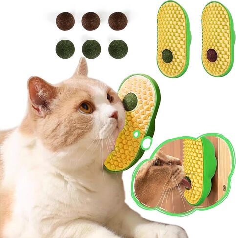2 Pcs Catnip Toys Balls That Stick on Wall, cat Toys for Indoor Cats, Catnip Wall Balls for Cats Lick, Cat self Groomer for Indoor Cats, Apply to Any Part of The Room, Toys That Fascinate Cats in Saudi Arabia