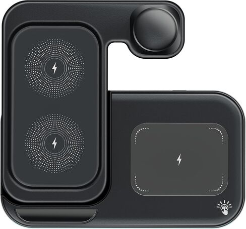 محطة شحن لاسلكية MMOBIEL متوافقة مع iPhone وApple Watch وAirPods - حامل شاحن لاسلكي 3 في 1 - 15 وات - شاحن سريع ممتاز - قاعدة شحن لاسلكية سريعة - أسود in Saudi Arabia
