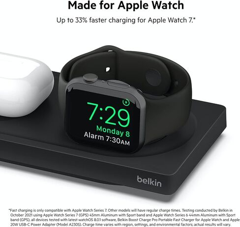 Belkin MagSafe 3-in-1 Wireless Charging Pad - Fast Charging for Apple Watch, iPhone 16, 15, 14 Series, AirPods, & More - MagSafe Charging Station for Multiple Devices - Black (Certified Refurbished) in Saudi Arabia