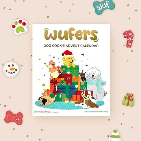 Wufers Singing Snow Globe Dog Advent Calendar, 24 Gourmet Holiday Dog Cookies – Christmas Countdown Dog Treats, Human-Grade Ingredients, Made in North America in Saudi Arabia
