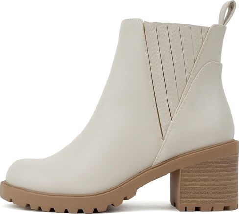 Soda “Wisely" ~ Women Round Toe Finger Gore Lug Sole Low Heel Ankle Boot in Kuwait