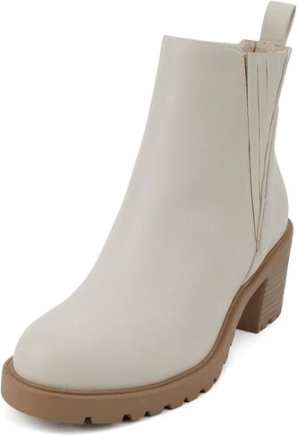 Soda “Wisely" ~ Women Round Toe Finger Gore Lug Sole Low Heel Ankle Boot in Kuwait