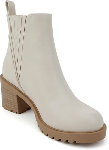 Soda “Wisely" ~ Women Round Toe Finger Gore Lug Sole Low Heel Ankle Boot in Kuwait