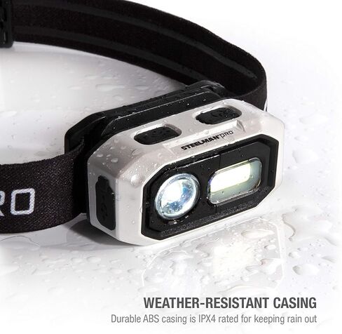 Steelman Pro 300 Lumen Hands-Free Motion-Activated LED Rechargeable Headlamp for Workshop or Outdoors, Spotlight and Area Light Modes, Removable Light, Fully Adjustable Headband in Kuwait