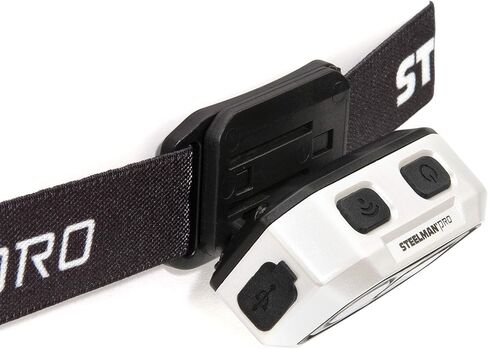 Steelman Pro 300 Lumen Hands-Free Motion-Activated LED Rechargeable Headlamp for Workshop or Outdoors, Spotlight and Area Light Modes, Removable Light, Fully Adjustable Headband in Kuwait