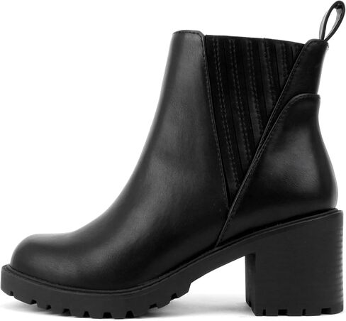 Soda “Wisely" ~ Women Round Toe Finger Gore Lug Sole Low Heel Ankle Boot in Kuwait