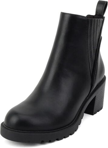 Soda “Wisely" ~ Women Round Toe Finger Gore Lug Sole Low Heel Ankle Boot in Kuwait