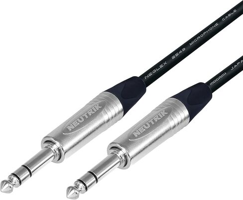 WORLDS BEST CABLES 20 Foot - Balanced TRS Patch Cable CUSTOM MADE using Mogami 2549 (Black) wire and Neutrik NP3X Silver TRS Stereo Plugs in Saudi Arabia