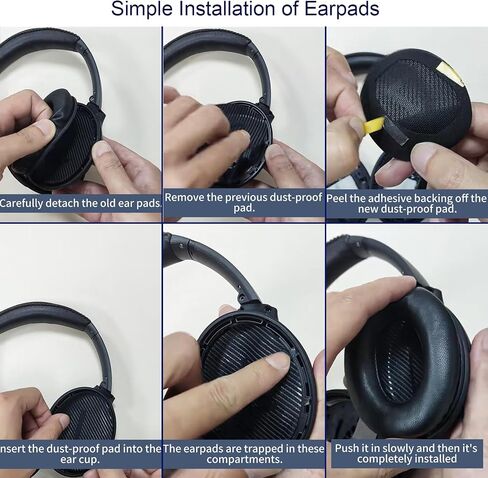 وسائد أذن QC35 - وسائد أذن بديلة مصممة خصيصًا لسماعات Bose QuietComfort 35 II وQC35 والمزيد (أسود) in Kuwait