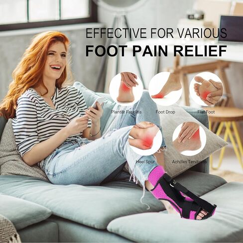 Plantar Fasciitis Night Splint: Plantar Fasciitis Brace with Massage Ball for Pain Relief Caused by Plantar Fasciitis Achilles Tendonitis Foot Drop Flat Arch Heel Spur | One Size for Women Men in Kuwait