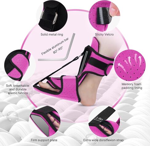 Plantar Fasciitis Night Splint: Plantar Fasciitis Brace with Massage Ball for Pain Relief Caused by Plantar Fasciitis Achilles Tendonitis Foot Drop Flat Arch Heel Spur | One Size for Women Men in Kuwait