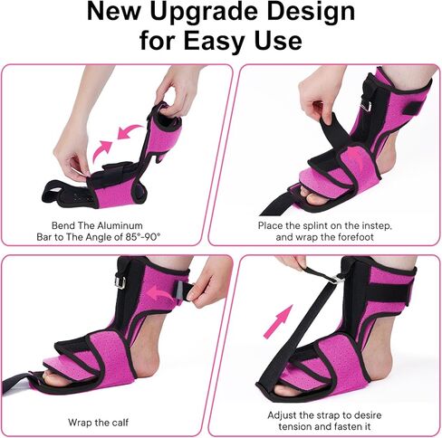 Plantar Fasciitis Night Splint: Plantar Fasciitis Brace with Massage Ball for Pain Relief Caused by Plantar Fasciitis Achilles Tendonitis Foot Drop Flat Arch Heel Spur | One Size for Women Men in Kuwait