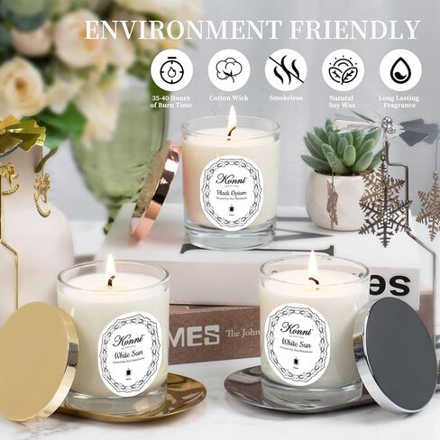 KONNI Scented Candles, Soy Candles, Aromatherapy Candle, Tuberose Scented Candle for Men Women, Soy Wax Candle, Candle for Home Scented, 7.05oz, Ideal for Creating Relaxing Ambience & Holiday Gifting in Saudi Arabia