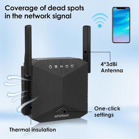 2024 WiFi Extender Signal Booster,Covers Up to 10000 Sq.ft and 45 Devices, Long Range Internet Repeater-with Ethernet Port, Quick Setup, Home Wireless Signal Booster(Black) in Saudi Arabia