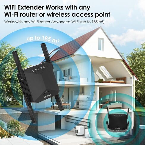 2024 WiFi Extender Signal Booster,Covers Up to 10000 Sq.ft and 45 Devices, Long Range Internet Repeater-with Ethernet Port, Quick Setup, Home Wireless Signal Booster(Black) in Saudi Arabia