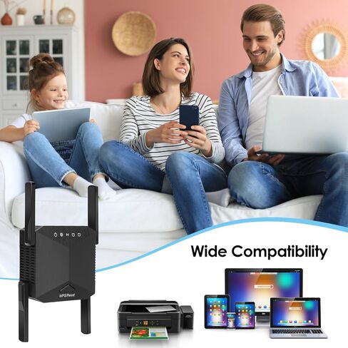 2024 WiFi Extender Signal Booster,Covers Up to 10000 Sq.ft and 45 Devices, Long Range Internet Repeater-with Ethernet Port, Quick Setup, Home Wireless Signal Booster(Black) in Saudi Arabia